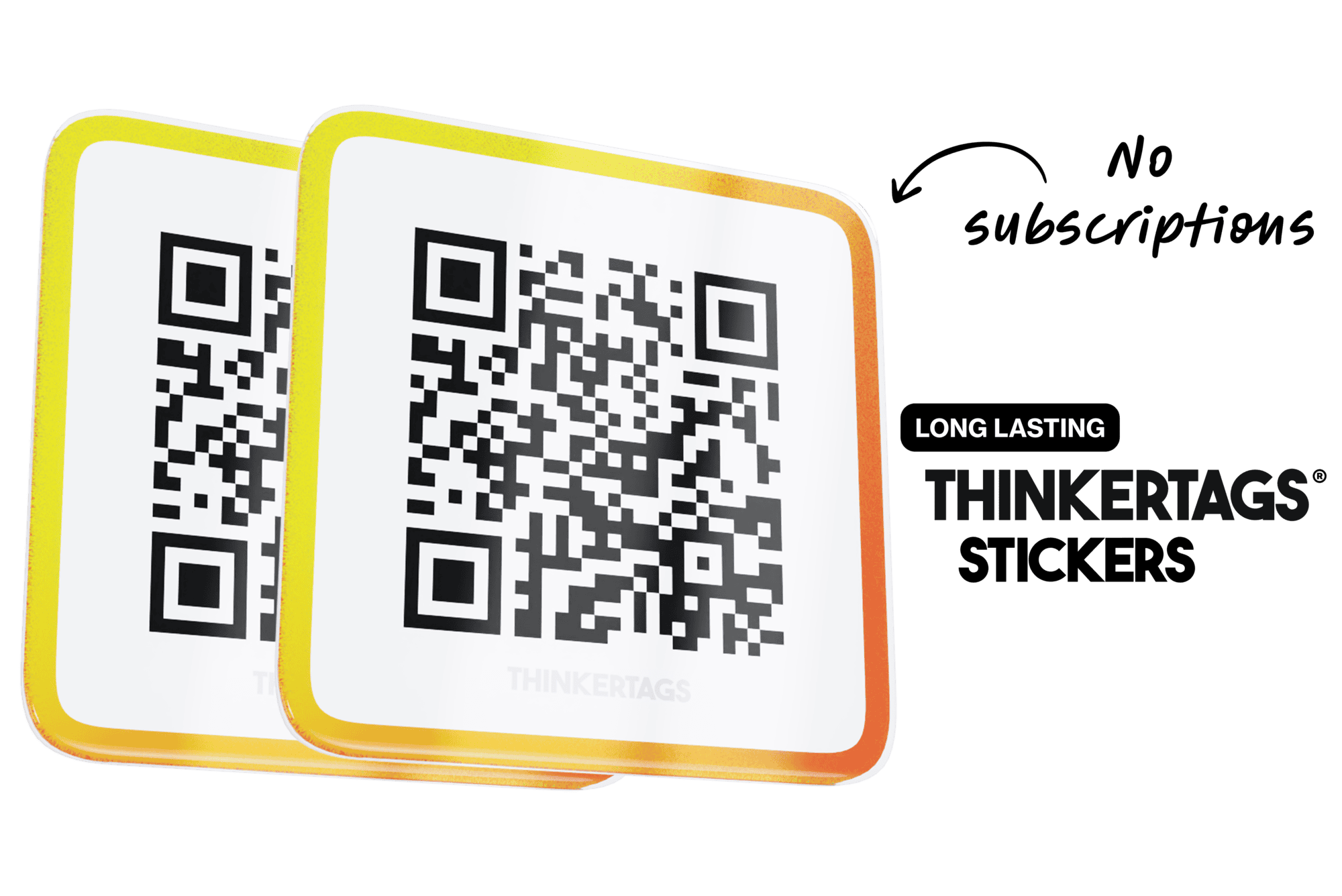 Dynamic QR code stickers from Thinkertags no subscriptions